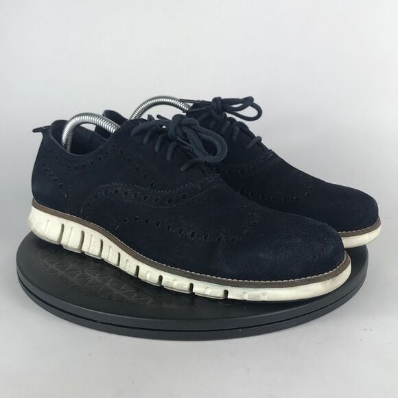 Cole Haan ZeroGrand Wingtip Oxford Blue Suede Dress Shoes C24527 Men’s Size 9 - Picture 3 of 12